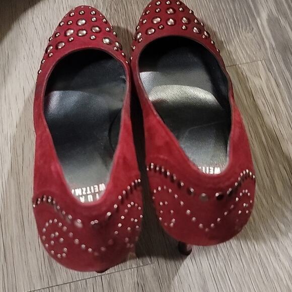 Stuart Weitzman Red Studded Heels - Picture 2 of 7